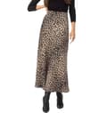 Satin Leopardmönstrade Kjolar Hög Midja Elastisk Midja Långa Kjolar, Beige, Storlek S beige S