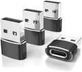 Miniatyrbillede 2 af 2: Elebase USB til USB C-adapter til iPhone 17 4-pak, USB-C hun til A han bilopladeradapter, Type C-konverter Apple 17e 16 Pro Max 15 14 Black