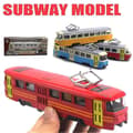 Miniatyrbild 4 av 5: Klassisk tågbuss Diecast Pull Back-modell med leder Musik Pedagogisk leksak Barn Blå Grå Blå Grå Blue Grey