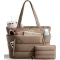 Stor Puffer Tote Bag for kvinner 15,6\" laptoplomme, 20L Beige