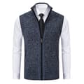 Fleecevest til mænd med lynlås, varm strikket sweatervest til vinter, blå, størrelse M blue M
