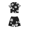 2025 Sommar Herrshortsset, Bomull, Fritidsträning, Reseklar, 2-delad Black suit S