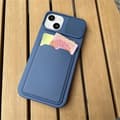 Miniatyrbillede 5 af 5: iPhone-etui med kortholder og pung - Skydbar kamerabeskyttelse, blød silikone, sort sort til iPhone SE 2020 Black For iPhone SE 2020