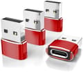 Miniatyrbillede 2 af 2: Elebase USB til USB C-adapter til iPhone 17 4-pak, USB-C hun til A han bilopladeradapter, Type C-konverter Apple 17e 16 Pro Max 15 14 Red