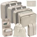 9 uppsättningar packkuber bagagepackningsorganisatörer för resetillbehör Beige Beige beige