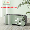 Miniatyrbild 3 av 4: Bluetooth Speaker with Large LED Mirror Screen Digital Alarm Clock with FM Radio Phone Holder Temperature For Bedroom Office