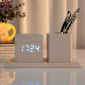 Miniatyrbild 1 av 2: Digital Alarm Clock Led Time Display With Wooden Pen Holder Desk Alarm Clock