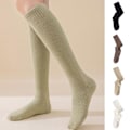 Miniatyrbild 1 av 4: 3pairs  Stockings Fashionable New Pattern Simple Solid Color Thickened Warm Autumn