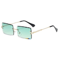 Miniatyrbild 2 av 4: Retro Rimless Rectangle Women Sunglasses Alloy Frame UV400 Gradient Sun Glasses