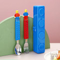 Miniatyrbild 1 av 4: 304 Stainless Kids Funny Fork Spoon Set Children Building Block Toys Cartoon Steel Tableware Portable Storage Jigsaw Puzzle Toys
