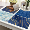 Miniatyrbild 1 av 4: Simple Blue Geometric Marble Kitchen Table Mat Placemat Cotton Linen Coaster Dining Table Mats Linen Pad Bowl Cup Mat Home Deco