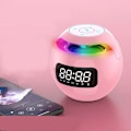 Miniatyrbild 3 av 4: Digital LED Alarm Clock TF/FM Radio bluetooth Speaker Round Bedside Night Light Colorful Light Music Play Table Clock