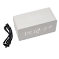 Miniatyrbild 2 av 4: Wooden Digital Clock with Wireless Phone Charger Alarm and Temperature Readout