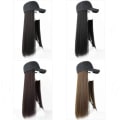 Miniatyrbild 3 av 4: 1Pcs Long Straight Hat Wig Natural Brown Wigs Connect Synthetic Synthetic Baseball Cap Hair Wig Hat Wig Adjustable for Women