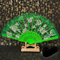 Miniatyrbild 2 av 4: Retro fan lace dancing Lolita black female folding fan photo props summer net red jk portable