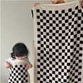 Miniatyrbild 3 av 4: Retro Color Matching Long-Staple Cotton Skin-Friendly Towel Checkerboard Plaid Face Bath Towels Soft Absorbent Face Towel