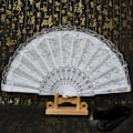 Miniatyrbild 3 av 4: Retro fan lace dancing Lolita black female folding fan photo props summer net red jk portable