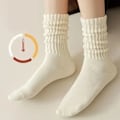 Miniatyrbild 2 av 4: 5 Pairs Thicken Warm Socks Women's Winter Simple Comfy Solid Color Slouchy Length Crew Sock Lightweight Stack Run Fitness Sox
