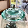 Miniatyrbild 2 av 4: Molten Glass Jar Teak Root Stand with Lid Wood Decorative Bowl Rustic Ornament