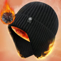 Miniatyrbild 4 av 4: Utomhus Män Vinter Stickad Mössa Plysch Värme Peaked Cap Hörselkåpa Fritidsmode Fuskpäls Fodrade Bomber Hattar Cykling Öronskydd