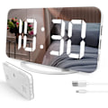 Miniatyrbild 1 av 4: New Digital Alarm Clock 7" Large LED Mirror Electronic Clocks with Touch Snooze Dual USB Charge Desk Wall Modern Clocks Watches
