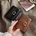 Miniatyrbild 1 av 4: New Small Wallet Women Short Pure Color Simple Pattern Three-fold Student Buckle Large-capacity Coin Purse Women