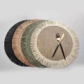 Miniatyrbild 1 av 4: 1Pcs Jute Linen Placemat Simple Fringe Round Shape Table Mat Heat Insulation Non-slip Coaster Mat