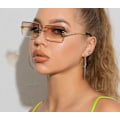 Miniatyrbild 1 av 4: Retro Rimless Rectangle Women Sunglasses Alloy Frame UV400 Gradient Sun Glasses