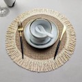 Miniatyrbild 2 av 4: 1Pcs Jute Linen Placemat Simple Fringe Round Shape Table Mat Heat Insulation Non-slip Coaster Mat