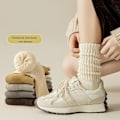Miniatyrbild 1 av 4: 5 Pairs Thicken Warm Socks Women's Winter Simple Comfy Solid Color Slouchy Length Crew Sock Lightweight Stack Run Fitness Sox