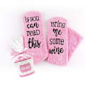 Miniatyrbild 1 av 4: 1 Pair Funny Pink Thicken Women Socks Letter Printed with' If You Can Read This,bring Me Some Wine' Soft Comfortable Warmer