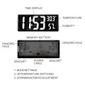 Miniatyrbild 4 av 4: Home LED Digital Alarm Clock Wall Hanging Large Screen Auto Brightness