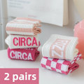 Miniatyrbild 1 av 4: 2 pairs (4pcs)Of Cute college style sports spring autumn and winter mid length socks