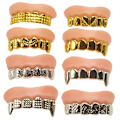 Miniatyrbild 1 av 4: 8 st Halloween rekvisita Ugly Teeth Toy Cosplay Plating Falska infällbara vampyrtänder guld