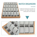 Miniatyrbild 3 av 4: 24 Slots Walnut Grain Wood Watch Storage Display Box Wristwatch Organizer Display Tray Watches Holder With Pillows Gift Cases