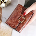 Miniatyrbild 4 av 4: New Small Wallet Women Short Pure Color Simple Pattern Three-fold Student Buckle Large-capacity Coin Purse Women