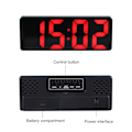 Miniatyrbild 4 av 4: LED Digital Desk Alarm Clock  USB Large Mirror Display Snooze Temperature Mode