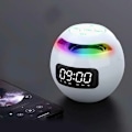 Miniatyrbild 2 av 4: Digital LED Alarm Clock TF/FM Radio bluetooth Speaker Round Bedside Night Light Colorful Light Music Play Table Clock