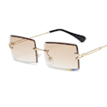 Miniatyrbild 4 av 4: Retro Rimless Rectangle Women Sunglasses Alloy Frame UV400 Gradient Sun Glasses