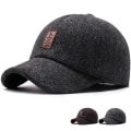 Miniatyrbild 3 av 4: Vinterbomberhatt Män Kvinnor Ryskt Svart Läder Ushanka Kepsar Med Öronlappar Päls Varmt Läder Märke Baseballkeps Hattar