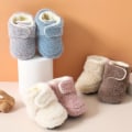 Miniatyrbild 1 av 4: Winter Newborn Baby Solid Color Warm Wool Thickening Shoes Boy Girl Anti Slip Boots Plush Soft Soled Infant Toddler Kids Socks