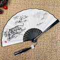 Miniatyrbild 2 av 4: Retro Dragon Folding Fan National Style Man Woman Hanfu Retro Portable Durable Double-sided Pattern Silk Cloth Fan 8 Inch