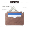 Miniatyrbild 2 av 4: Short Matte Leather Card Wallet - Retro Multi-card Holder with Frosted Fabric, Zipper Bag for Money, New Minimalist Purse