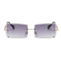 Miniatyrbild 3 av 4: Retro Rimless Rectangle Women Sunglasses Alloy Frame UV400 Gradient Sun Glasses
