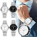 Miniatyrbild 7 av 11: Herr Quartz Klocka Rostfritt Stål Armband Affärsklocka Mode Enkel Legeringsklocka För E7T0 Black Digital scale
