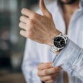 Miniatyrbild 11 av 11: Herr Quartz Klocka Rostfritt Stål Armband Affärsklocka Mode Enkel Legeringsklocka För E7T0 Black Digital scale