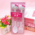 Miniatyrbild 1 av 11: Japansk Tecknad Flickig Färg Porslin Set Sött Barn Soppset Sked Portabel Student Gaffel J5T7 rose cat 1set