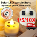 Miniatyrbild 9 av 11: NYA 1/5/10x Solar LED Värmeljus Solcellsljus Trädgård Inom-/Utomhus❃ Warm white One-size 10pcs
