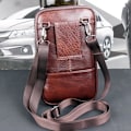Miniatyrbild 7 av 11: Herr Äkta Läder Mode Telefonficka Bältesväska Midjeväska Crossbody Pack Y black One-size