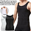 Miniatyrbild 2 av 11: Herr Underkläder Slimmande Kroppsformande Väst Bröstkompressionströja Formare Midja Abs Mage Tank Top Undertröja Magekontroll black M